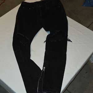 MNML Black Jeans with Tan Label